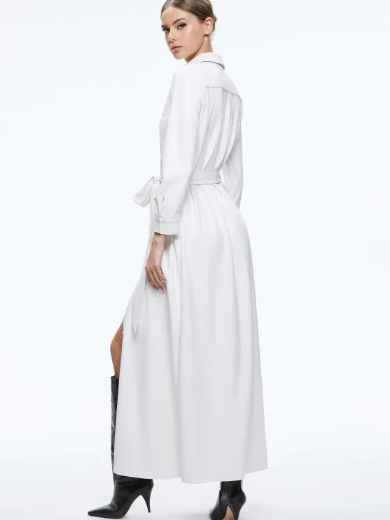 Women Alice and Olivia Chassidy Vegan Leather Maxi Shirt Dress