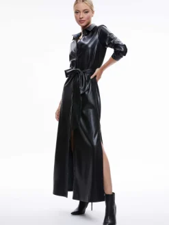 Women Alice and Olivia Chassidy Vegan Leather Maxi Shirt Dress