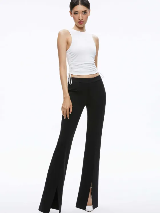 Women Alice and Olivia Chrissy Crewneck Ruched Crop Top