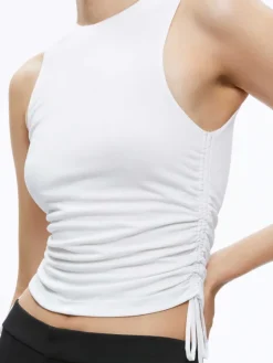 Women Alice and Olivia Chrissy Crewneck Ruched Crop Top