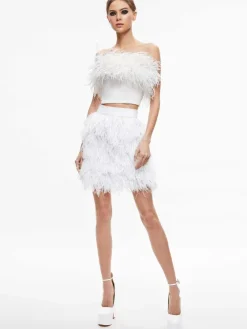 Women Alice and Olivia Cina Feather Mini Skirt
