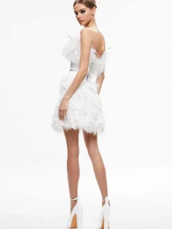 Women Alice and Olivia Cina Feather Mini Skirt
