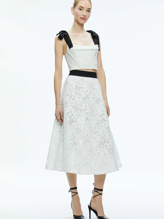 Women Alice and Olivia Clara Bow Strap Bustier Crop Top