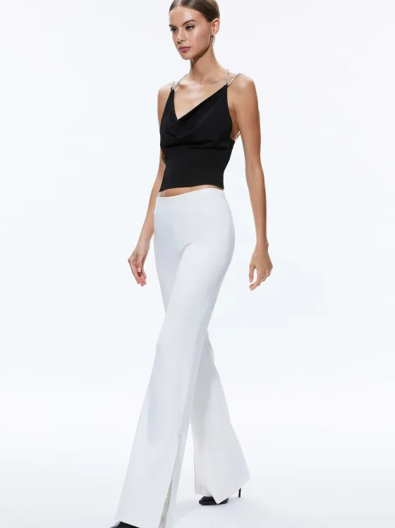 Women Alice and Olivia Coral Crystal Strap Cowl Neck Top