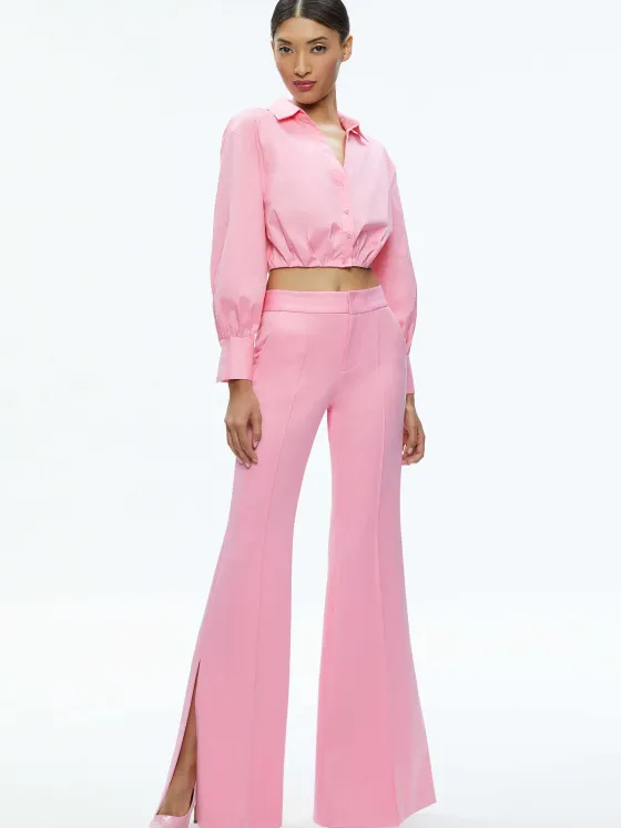 Women Alice and Olivia Danette High Rise Flare Slit Trouser