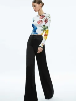 Women Alice and Olivia Delaina Long Sleeve Cropped Top