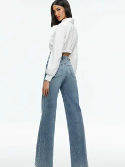 Women Alice and Olivia Della Cropped Vegan Leather Jacket
