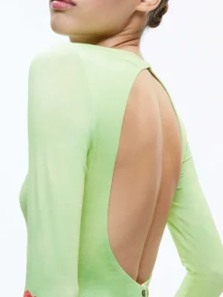 Women Alice and Olivia Delora Open Back Crew Neck Maxi Dress