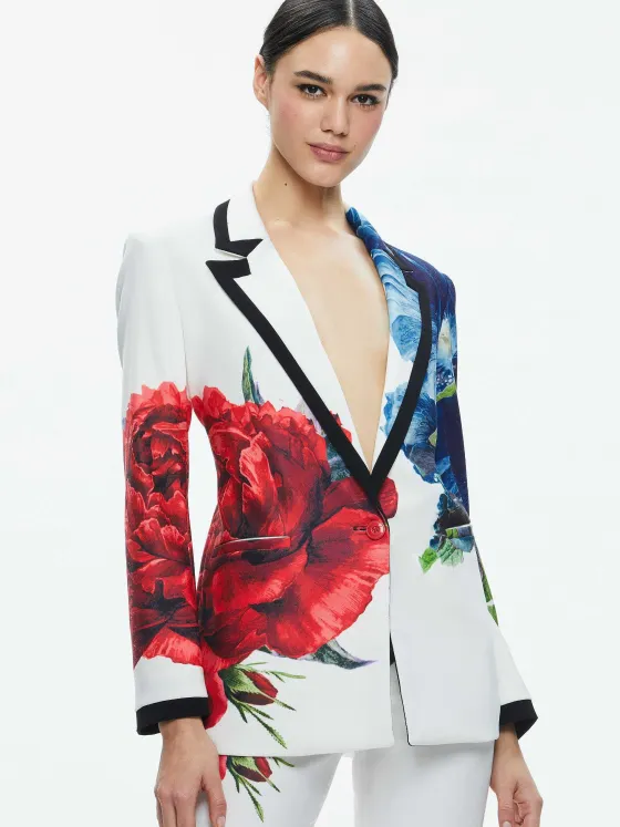 Women Alice and Olivia Denny Notch Collar Boyfriend Blazer + Livi Mid Rise Trouser