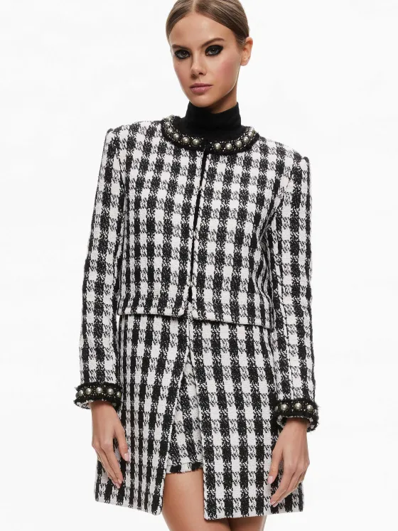 Women Alice and Olivia Deon Two-Fer Tweed Jacket