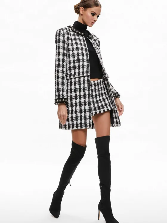 Women Alice and Olivia Deon Two-Fer Tweed Jacket + Mace Tweed Mini Skort