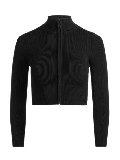Women Alice and Olivia Dorris Ribbed Zip Up Cardigan