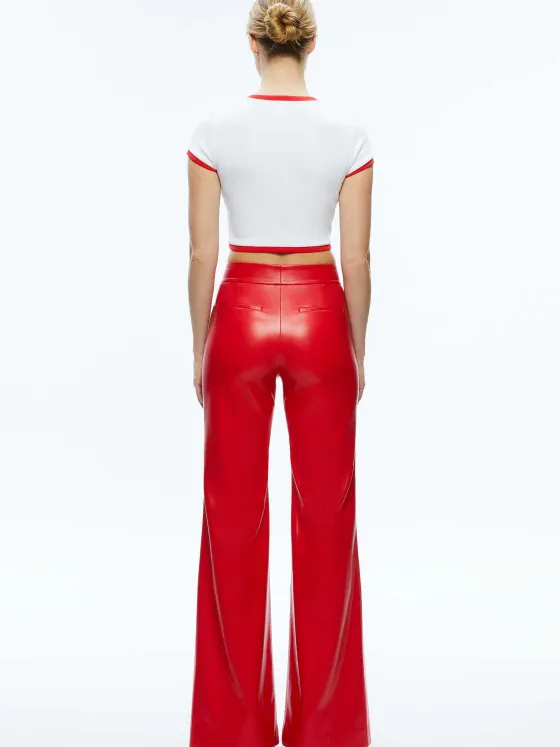 Women Alice and Olivia Dylan High Waisted Vegan Leather Wide Leg Pant