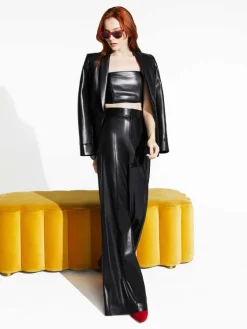 Women Alice and Olivia Dylan Vegan Leather Wide Leg Pant