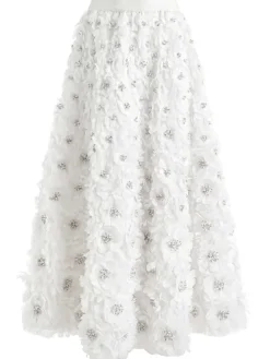 Women Alice and Olivia Earla High Waisted Floral Embellished Skirt