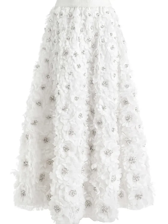 Women Alice and Olivia Earla High Waisted Floral Embellished Skirt