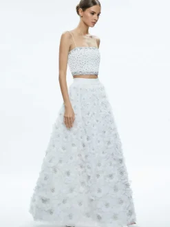 Women Alice and Olivia Earla High Waisted Floral Embellished Skirt
