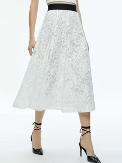 Women Alice and Olivia Earla Lace Midi Skirt