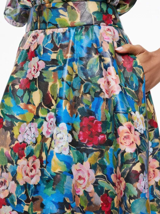 Women Alice and Olivia Earla Vegan Leather Flare Skirt