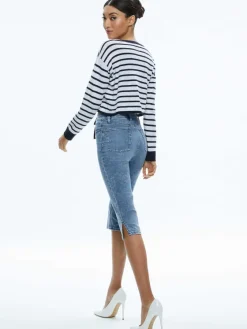 Women Alice and Olivia Emmie Mid Rise Clam Digger Jean