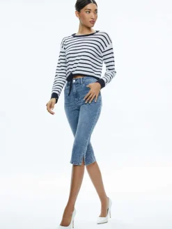 Women Alice and Olivia Emmie Mid Rise Clam Digger Jean