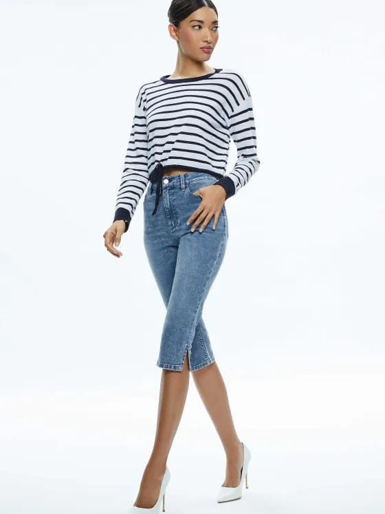 Women Alice and Olivia Emmie Mid Rise Clam Digger Jean