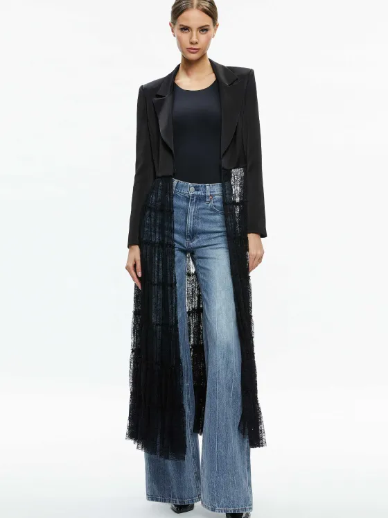 Women Alice and Olivia Everly Drama Lace Maxi Blazer