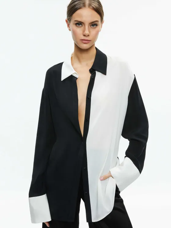 Women Alice and Olivia Finely Oversized Button Down Shirt