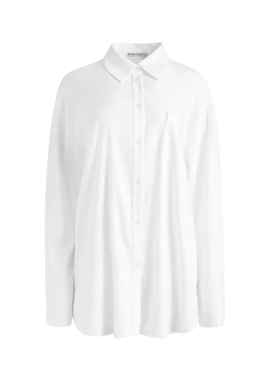 Women Alice and Olivia Finely Oversized Linen Button Down Shirt