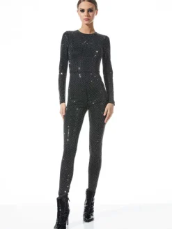 Women Alice and Olivia Freddie Crewneck Embellished Catsuit