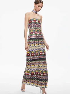 Women Alice and Olivia Georgie Choker Strapless Gown