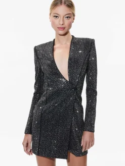 Women Alice and Olivia Guenda Embellished Curved Neckline Blazer Dress