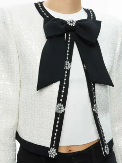 Women Alice and Olivia Gwyneth Embellished Cropped Bow Jacket