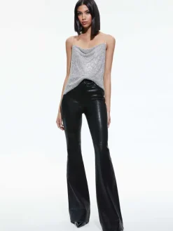 Women Alice and Olivia Harmon Crystal Chainmail Slip Tank