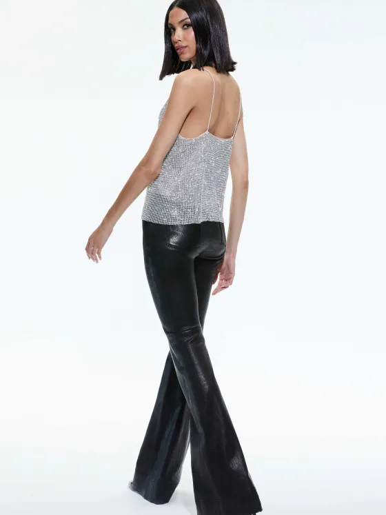 Women Alice and Olivia Harmon Crystal Chainmail Slip Tank