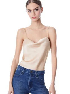 Women Alice and Olivia Harmon Drapey Slip Tank