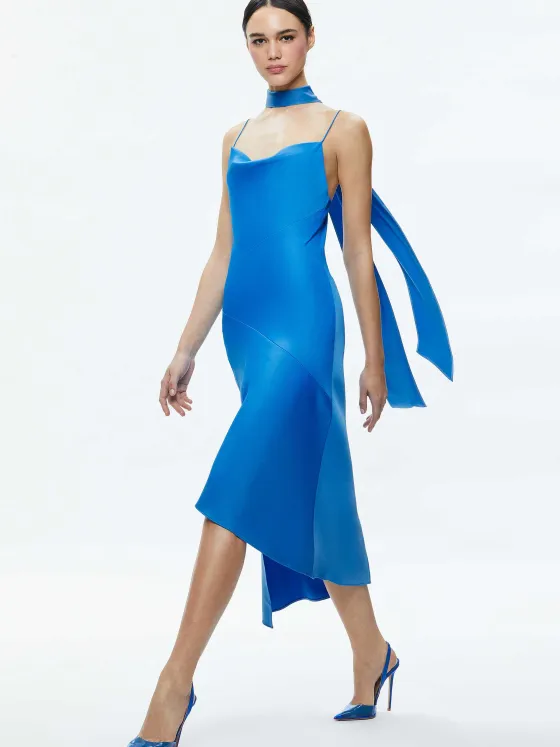Women Alice and Olivia Harmony Asymmetrical Slip Scarf Dress