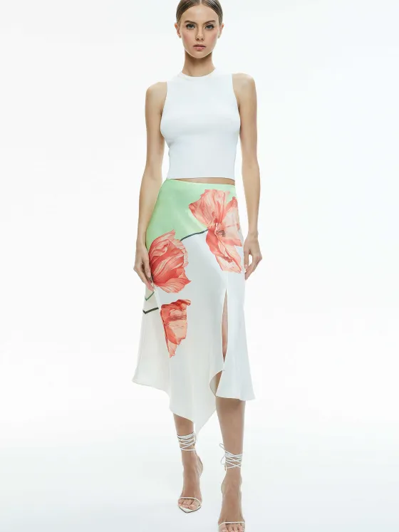 Women Alice and Olivia Harmony Drapey Slit Asymmetric Skirt