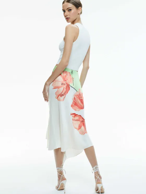 Women Alice and Olivia Harmony Drapey Slit Asymmetric Skirt