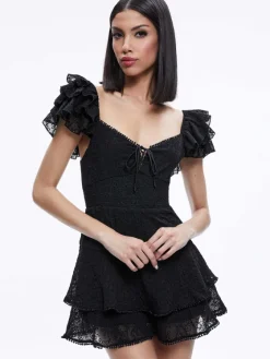 Women Alice and Olivia Hartford Smocked Bustier Romper