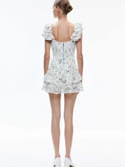 Women Alice and Olivia Hartford Smocked Bustier Tiered Mini Dress