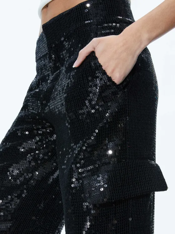 Women Alice and Olivia Hayes Sequin Cargo Pant