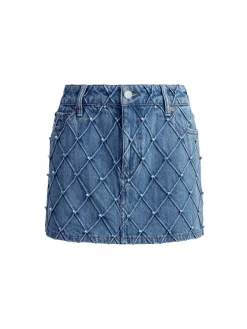 Women Alice and Olivia Joss High Rise Quilted Embellished Mini Skirt