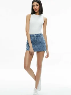 Women Alice and Olivia Joss High Rise Quilted Embellished Mini Skirt