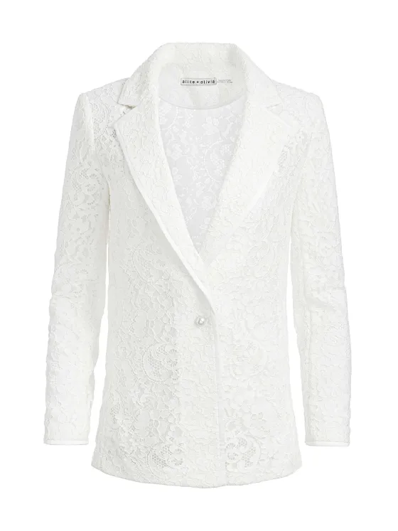 Women Alice and Olivia Judith Sheer Lace Shawl Collar Blazer