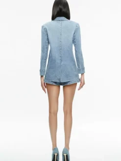 Women Alice and Olivia Justine Rolled Cuff Blazer + Noah Denim Pleated Skort