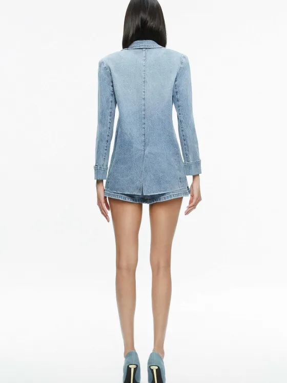 Women Alice and Olivia Justine Rolled Cuff Blazer + Noah Denim Pleated Skort