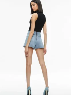 Women Alice and Olivia Justine Rolled Cuff Blazer + Noah Denim Pleated Skort
