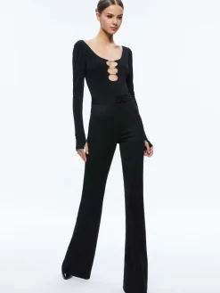 Women Alice and Olivia Kalena Scoop Neck Cutout Bodysuit