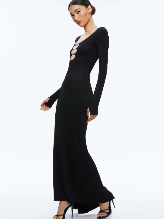 Women Alice and Olivia Kalena Scoop Neck Cutout Maxi Dress